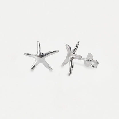 Silver Starfish Ear Studs