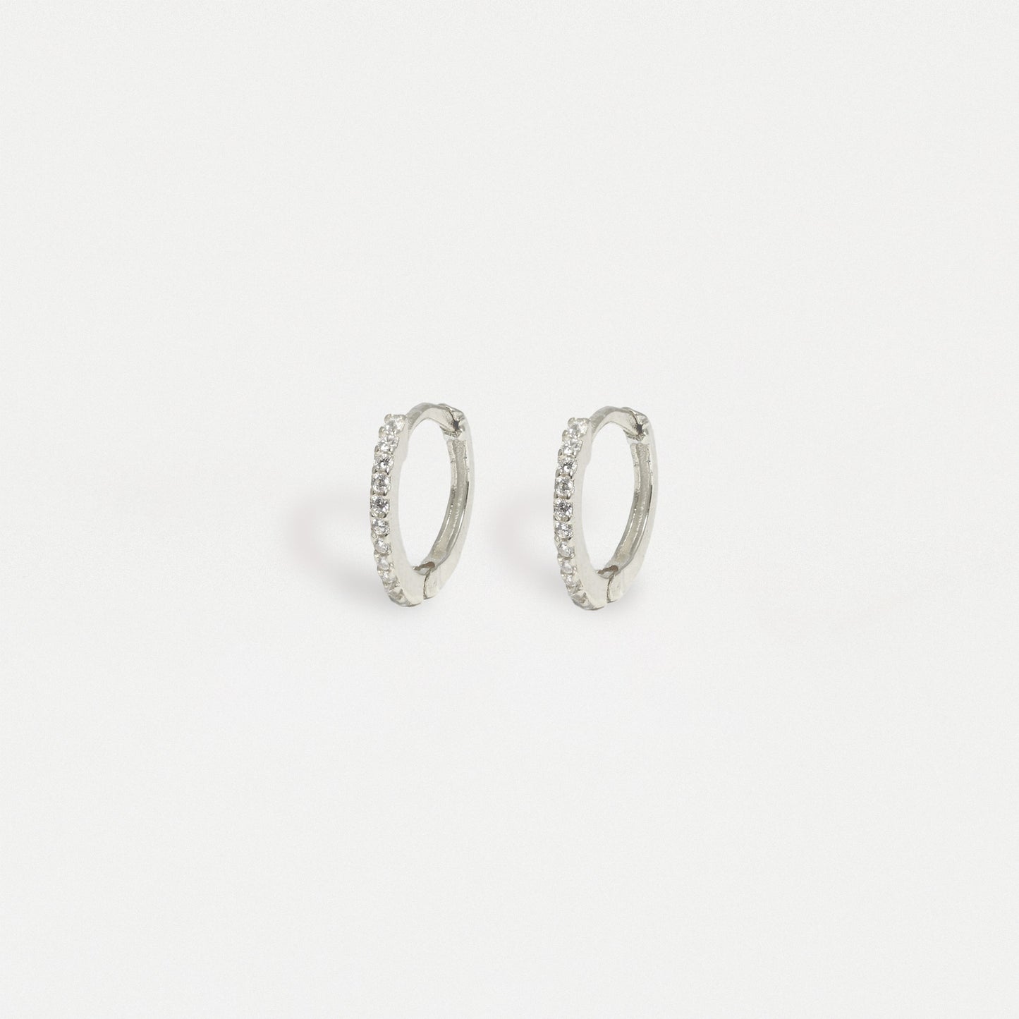 Silver CZ Huggie Hoop Earrings - 8mm