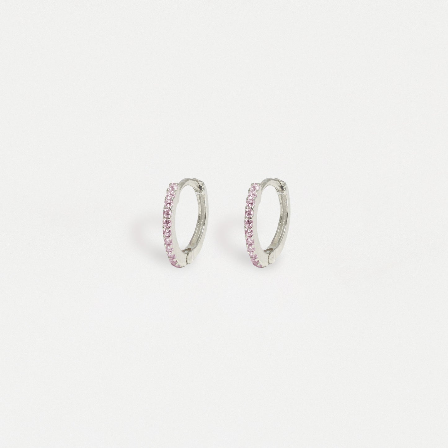 Silver CZ Huggie Hoop Earrings - 8mm