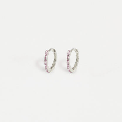 Silver CZ Huggie Hoop Earrings - 8mm
