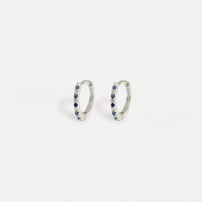 Silver CZ Huggie Hoop Earrings - 8mm
