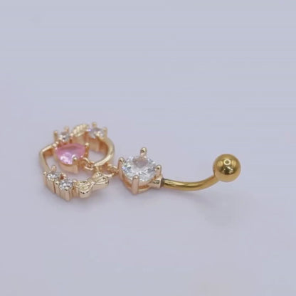Gold PVD Steel Sweetheart Dangle Belly Bar