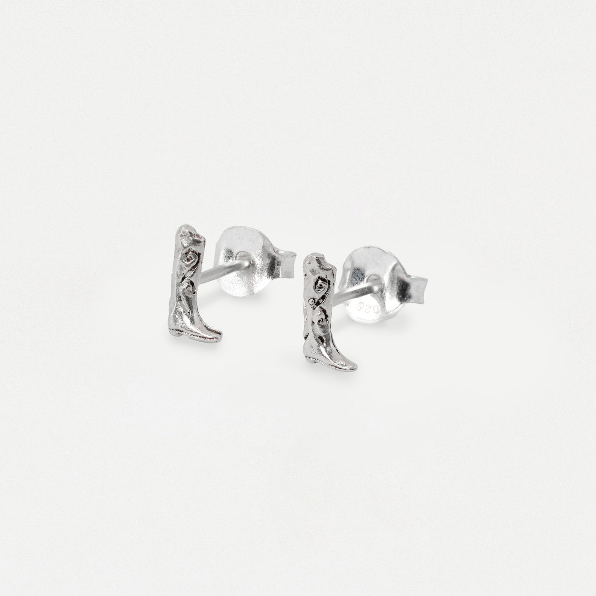 Silver Cowboy Boot Ear Studs
