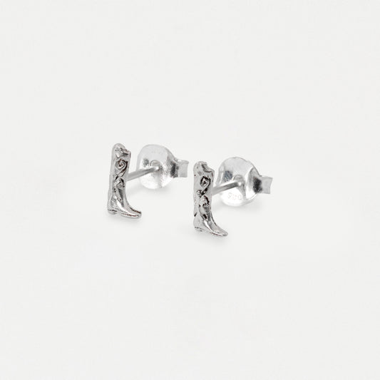 Silver Cowboy Boot Ear Studs